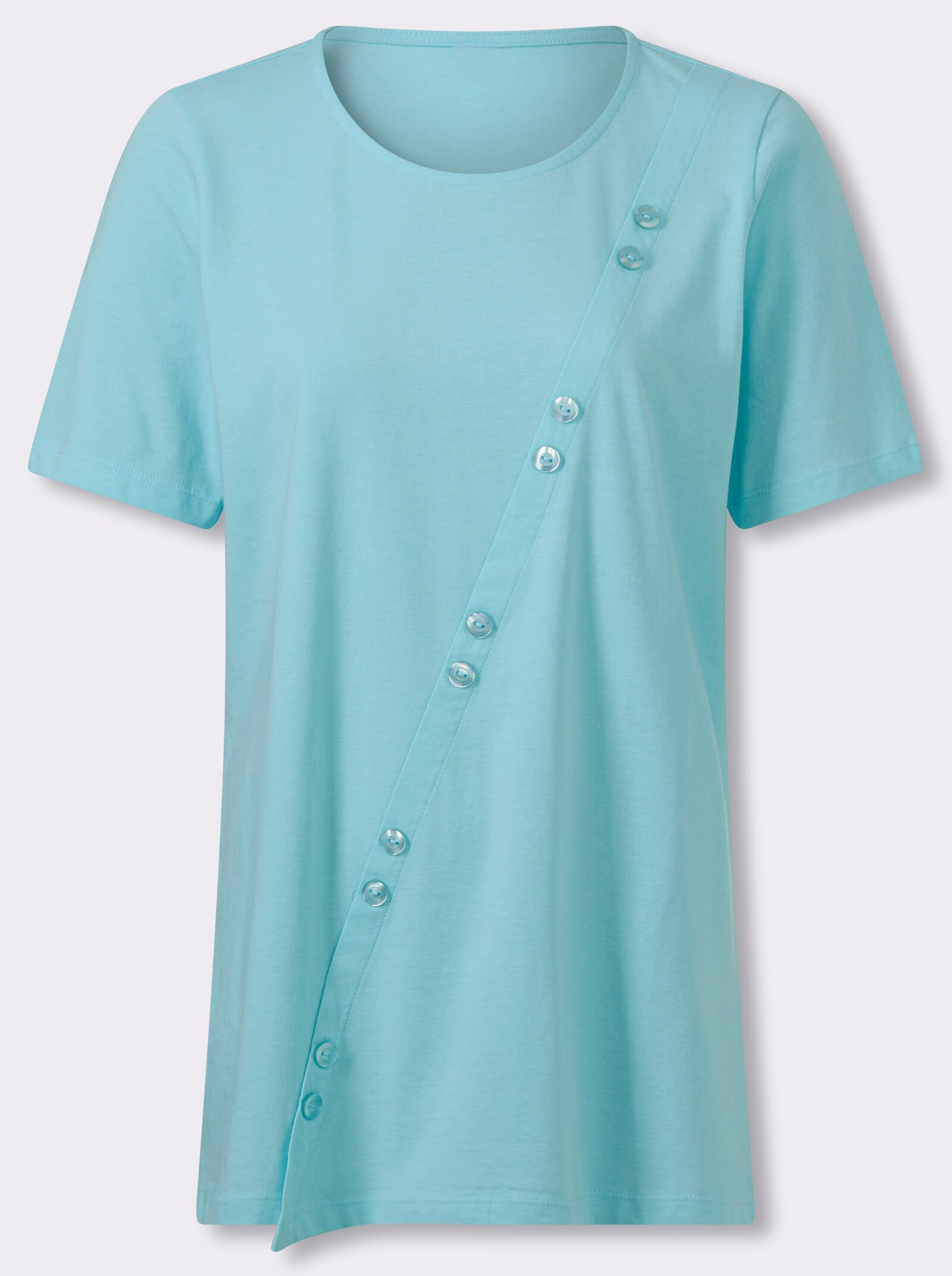 Longshirt mit Dekoknöpfen - aquamarin