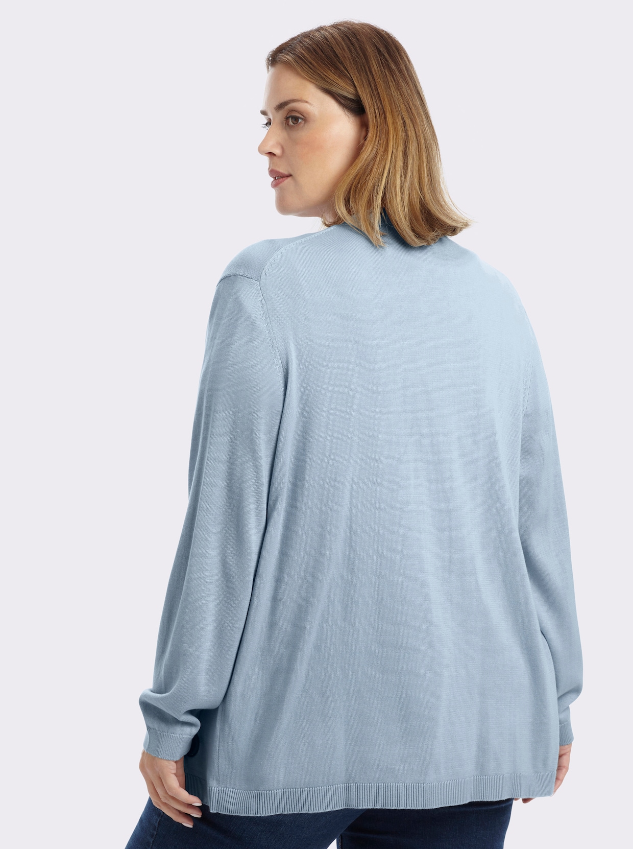 sheego Strickjacke in verschlussloser Form - hellblau