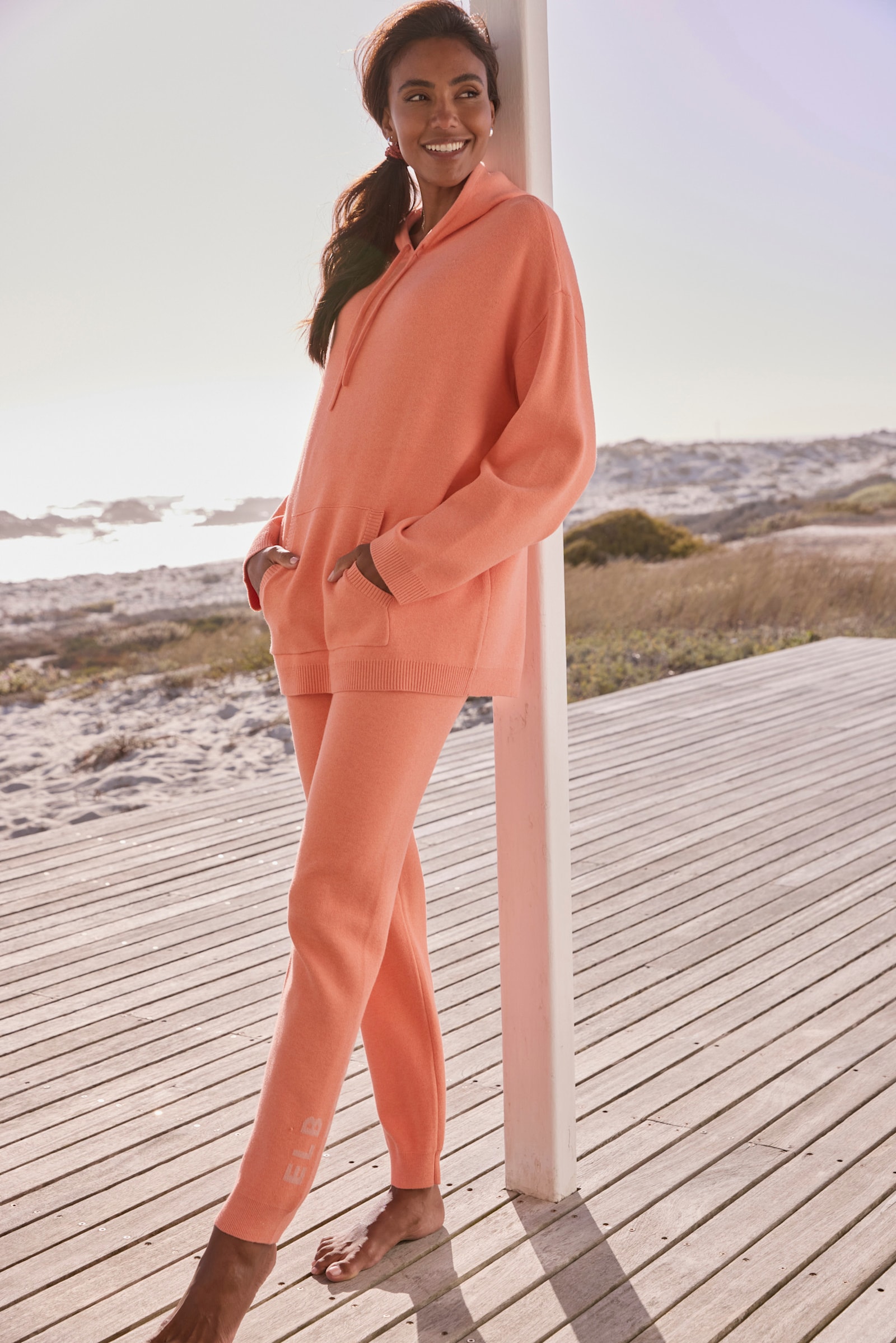 Elbsand Broek van tricot - abrikoos