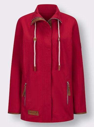 Sweatjacke mit Paspeln aus Leder-Imitat - rot