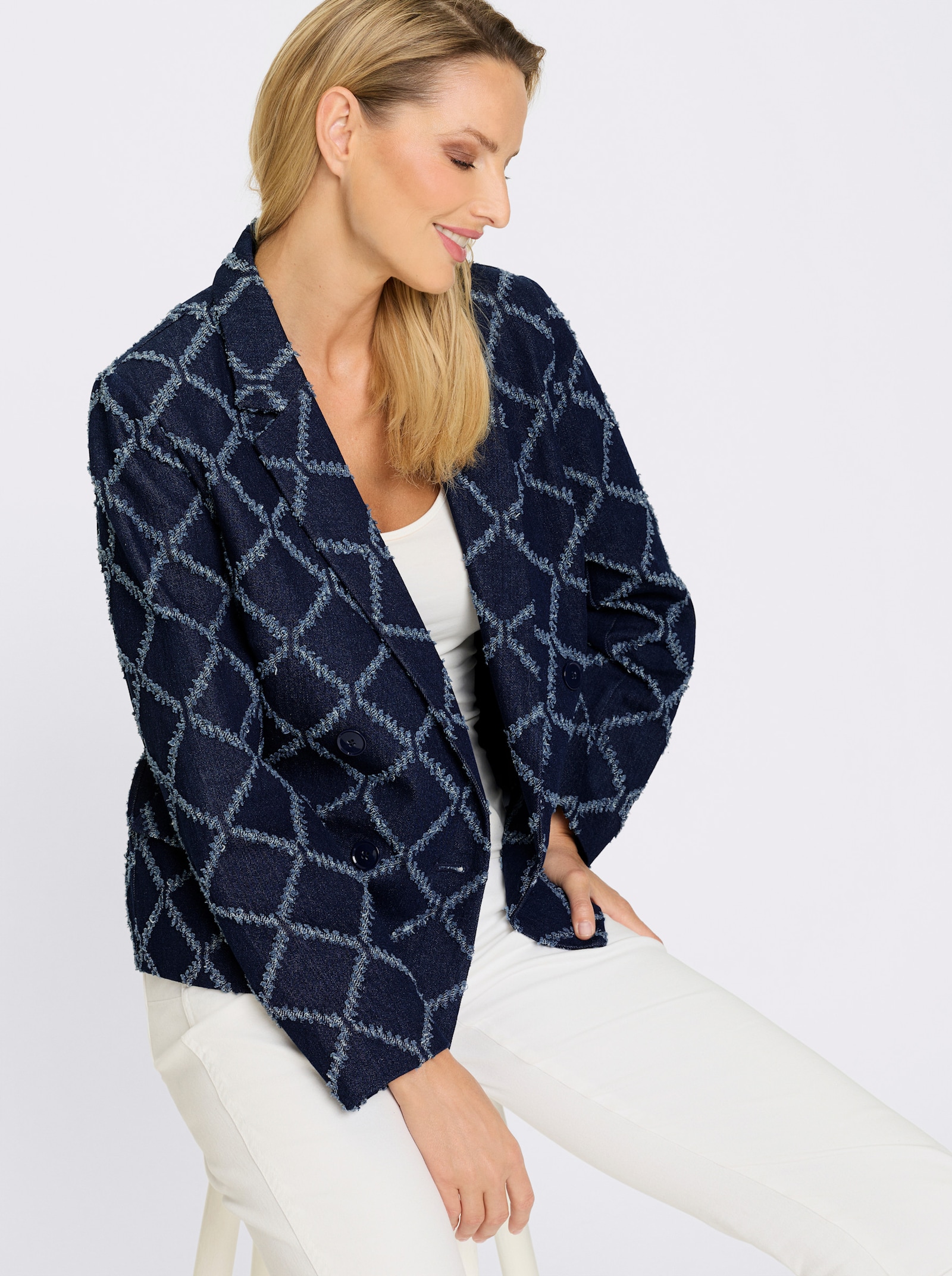 heine Blazer In Jeans-Optik - jeansblau-dunkelblau-gemustert