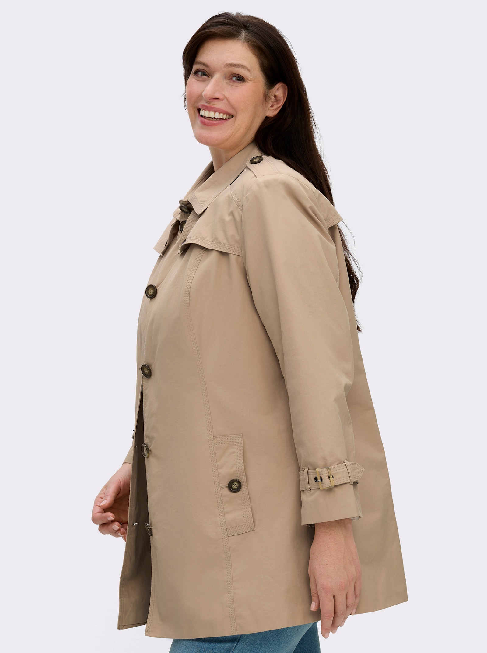 Kurzmantel in Trenchcoat-Optik - sand
