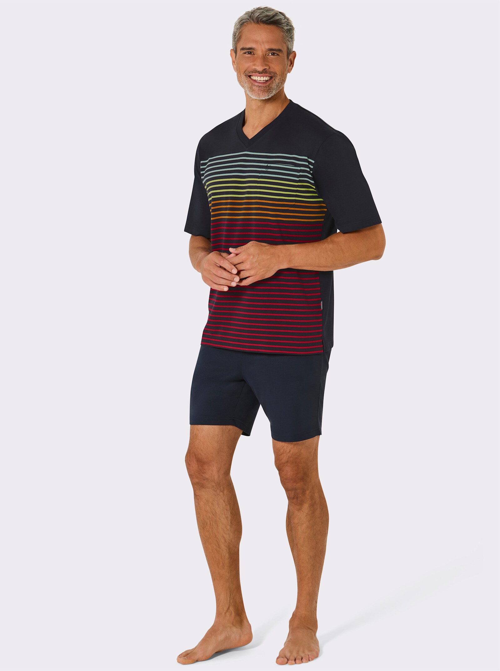 Hajo Shorty mit Ringelmuster - marine-rot-gestreift