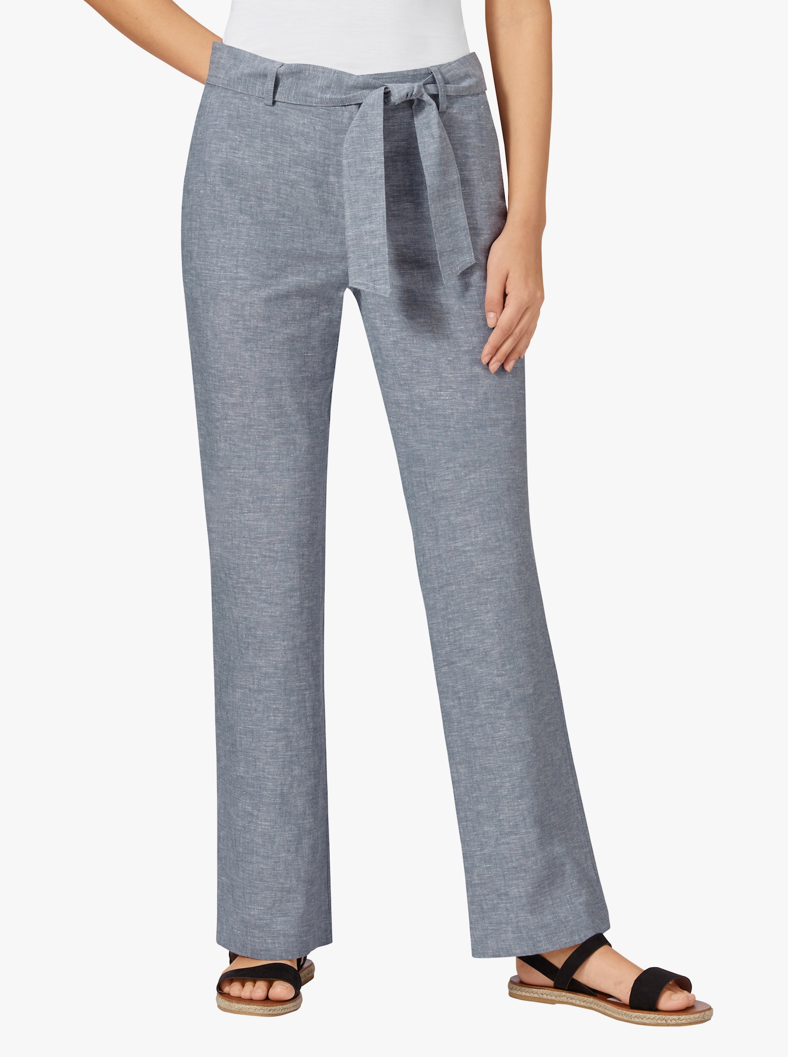 Palazzohose mit Bindegürtel - blau