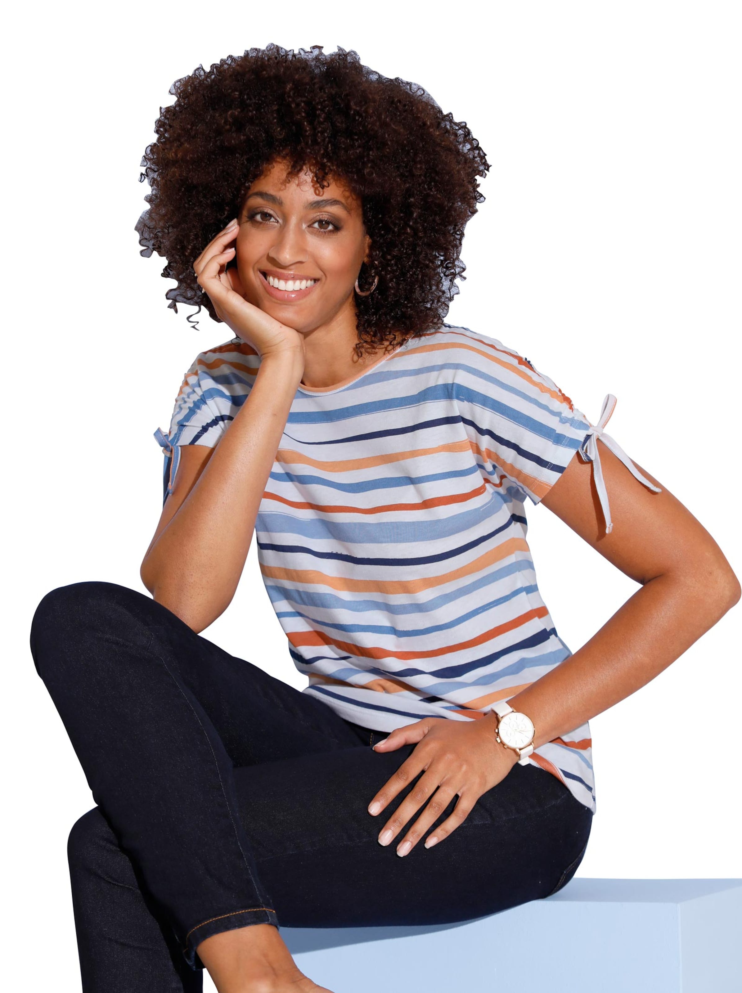 Shirt - bleu-mandarine-bedruckt