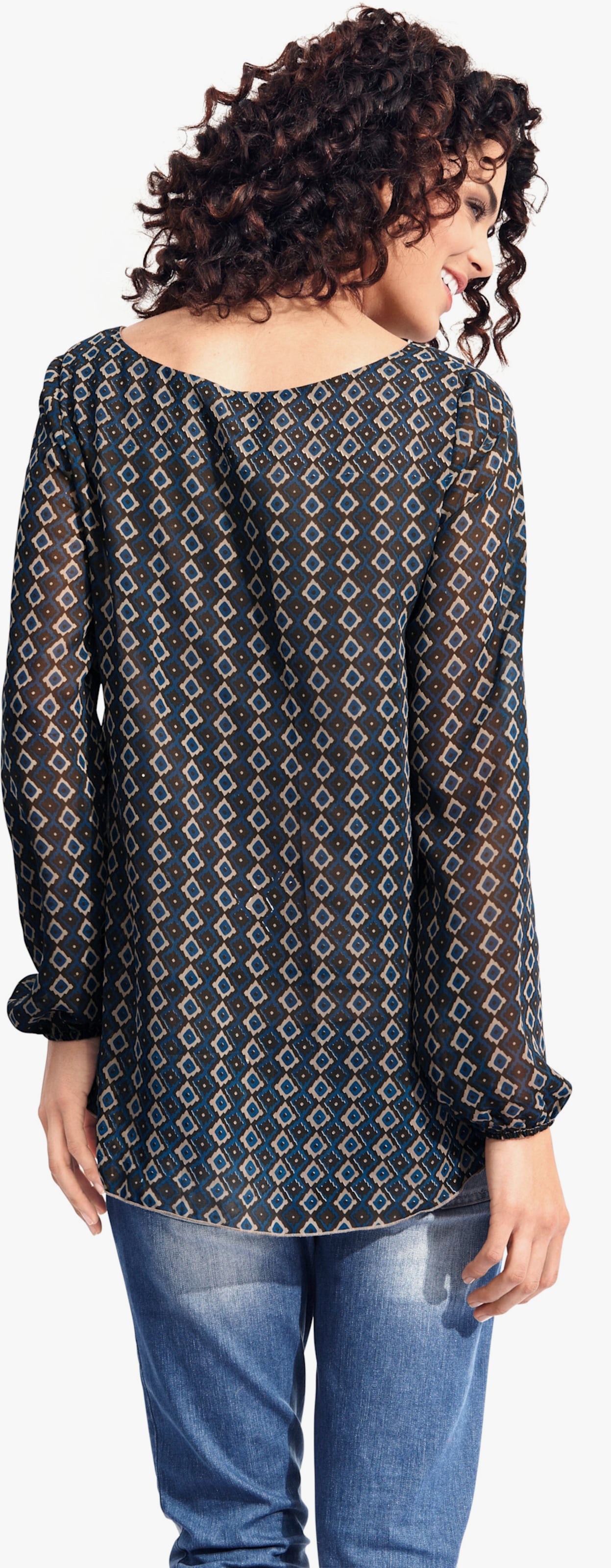 heine Blusenshirt in 2-in-1-Optik - petrol-taupe