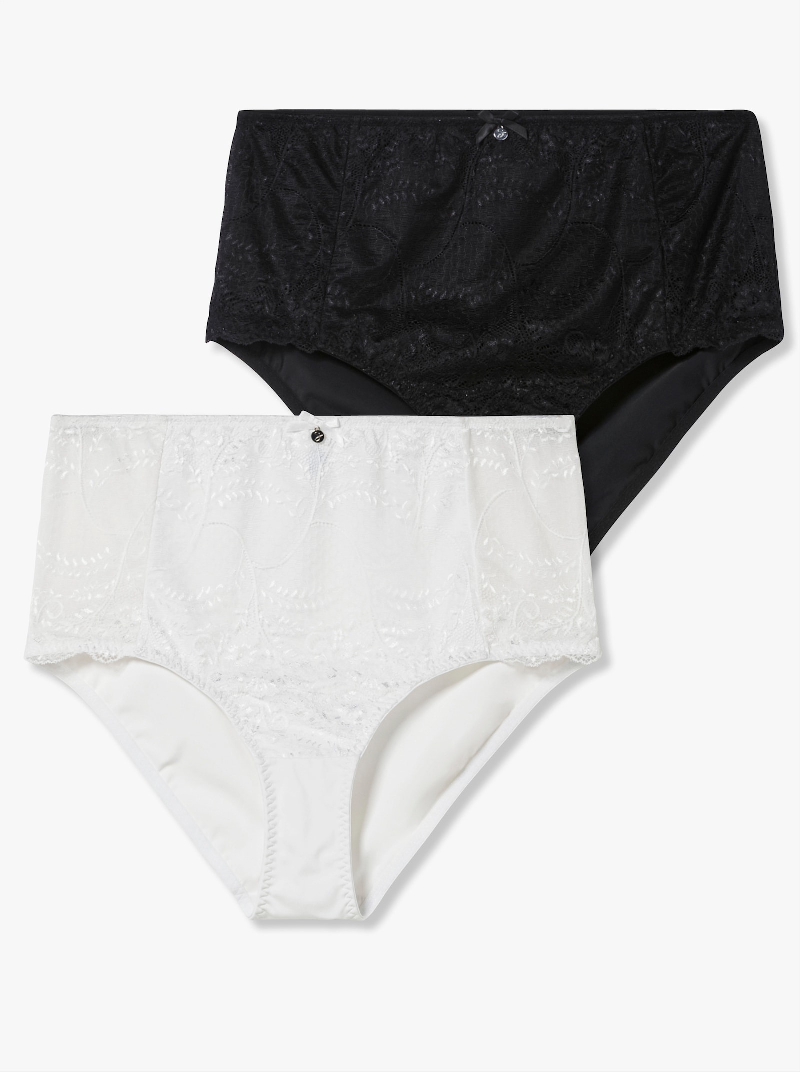 sheego Tailleslip in set van 2, met kantinzet - zwart+wit