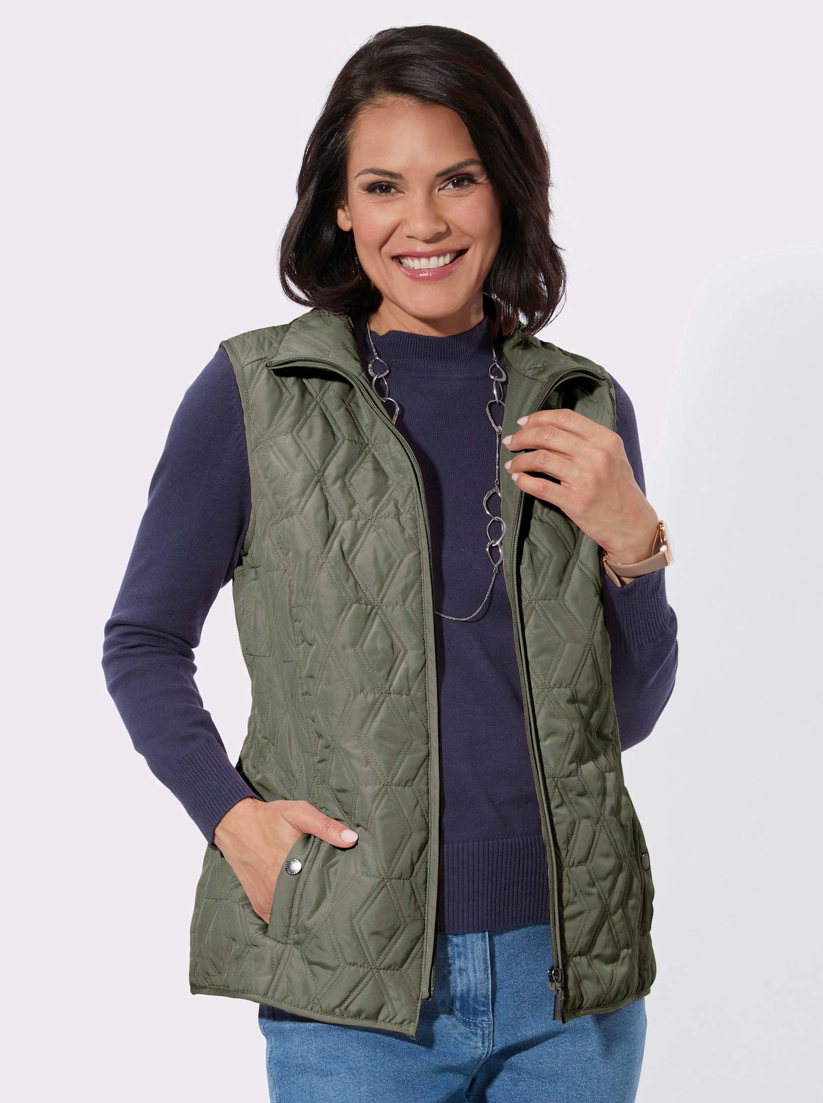 Steppweste mit wärmendem Fleecefutter - khaki