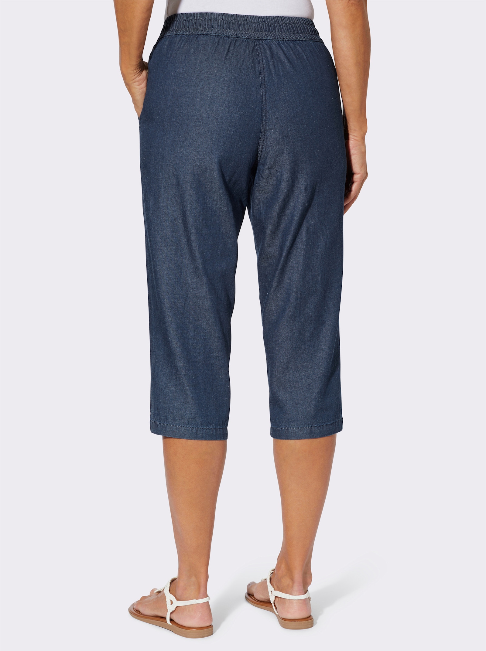 Caprijeans mit Rundum-Dehnbund - blue-stone-washed