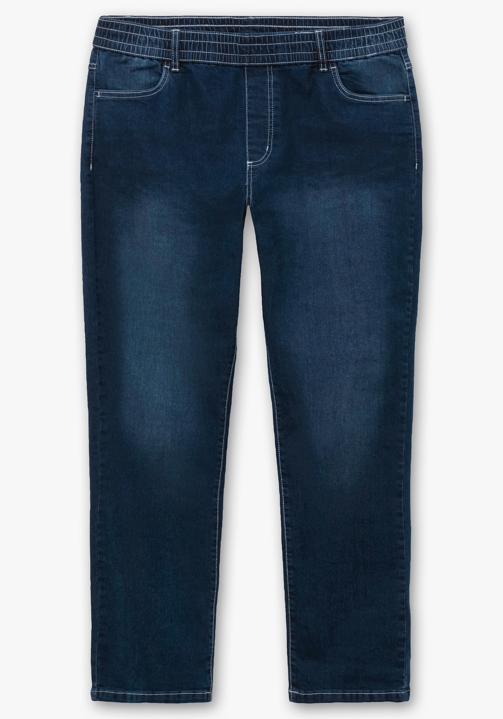 High-waist-Jeans mit hohem Rundum-Dehnbund - blue-stone-washed