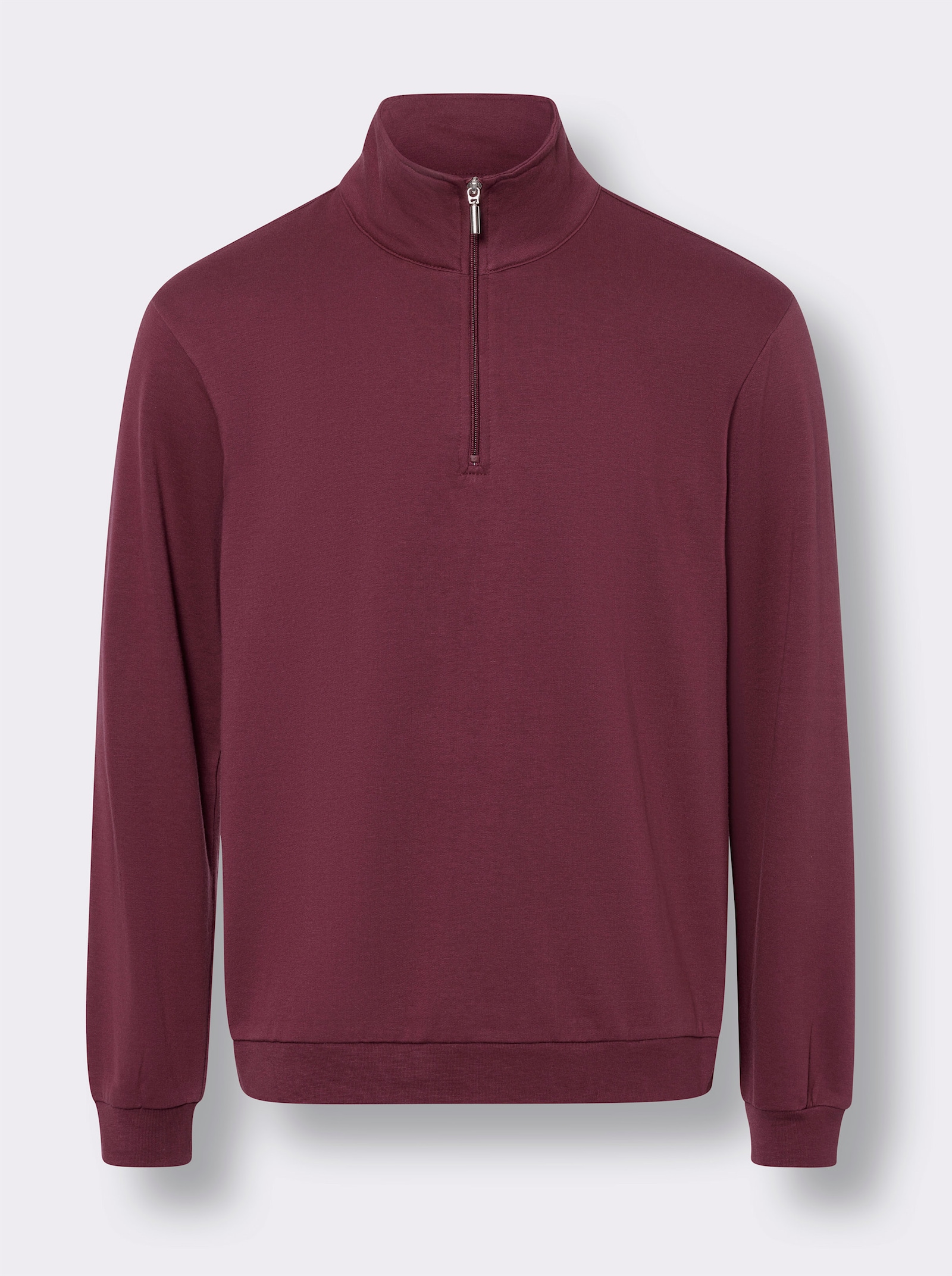 Sweatshirt mit Troyerkragen - bordeaux