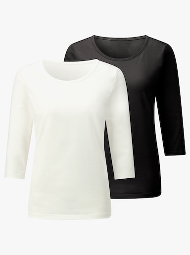 3/4-Arm-Shirt - schwarz + ecru
