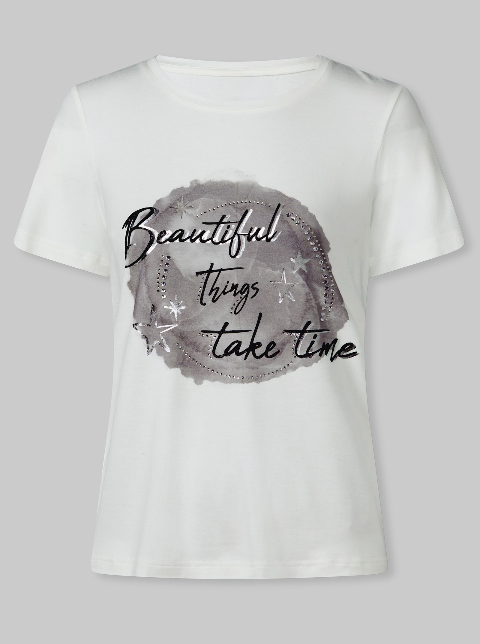 heine Shirt mit Ziersteinchen - ecru