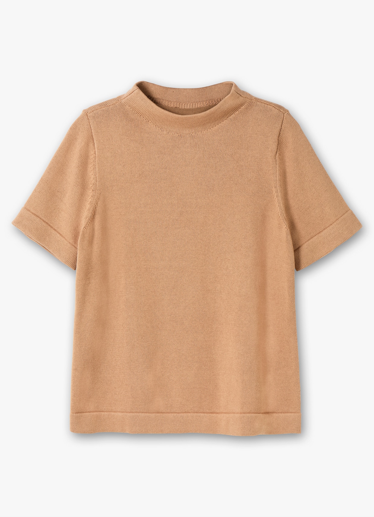Stehkragenpullover mit Halbarm - camel