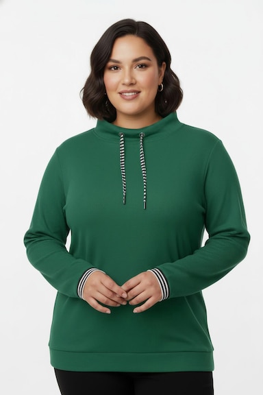 Sweatshirt mit gestreiftem Bindeband - grün