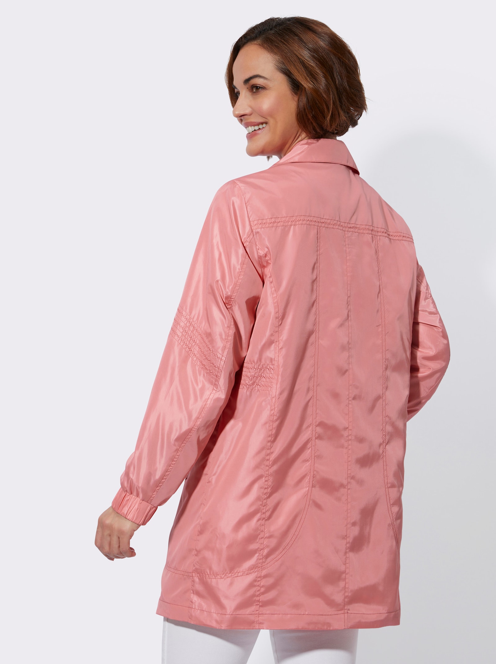 Longjacke mit Ziernähten - flamingo