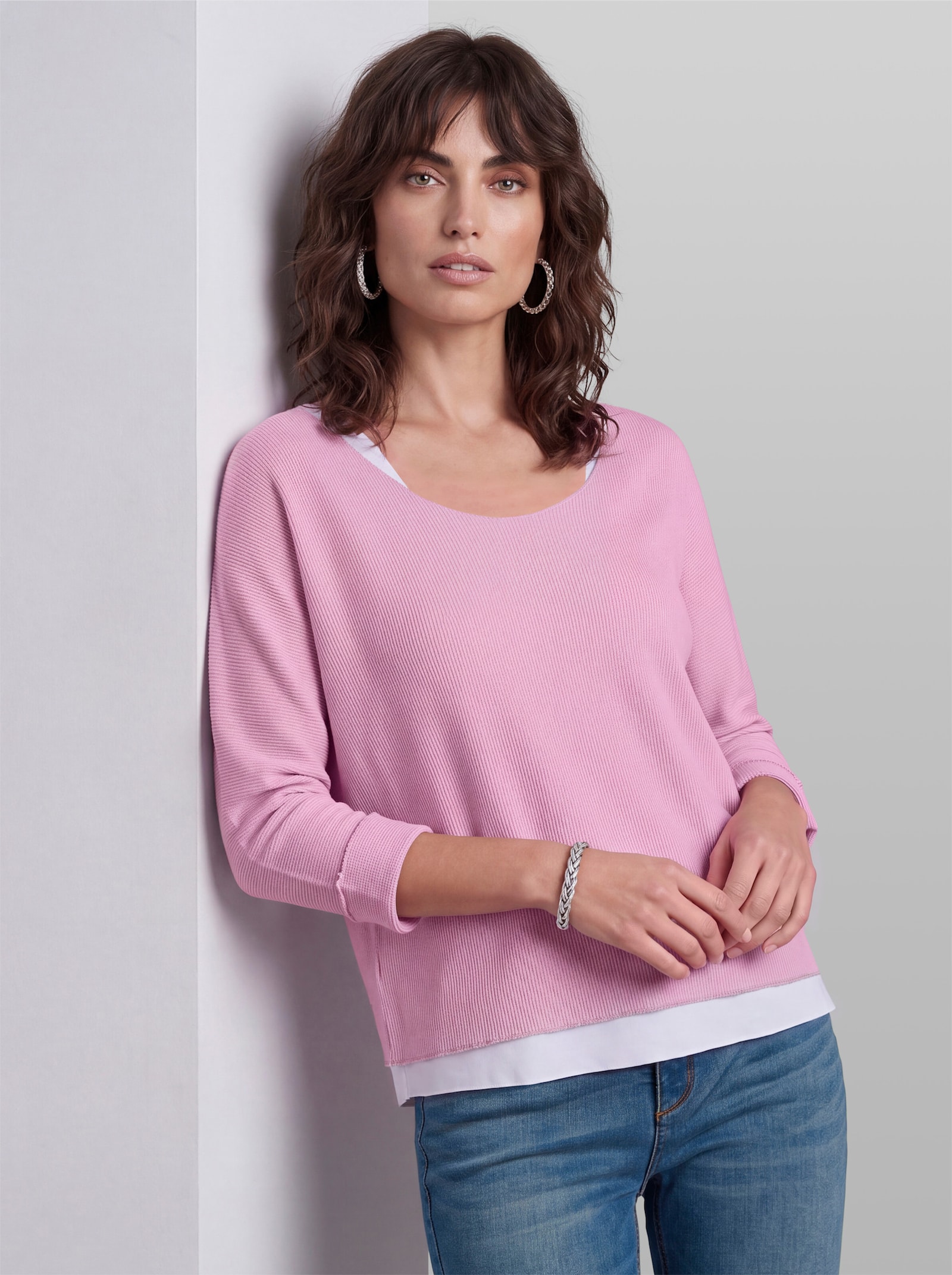 heine 2-in-1-Shirt aus Waffelpiqué - rosé