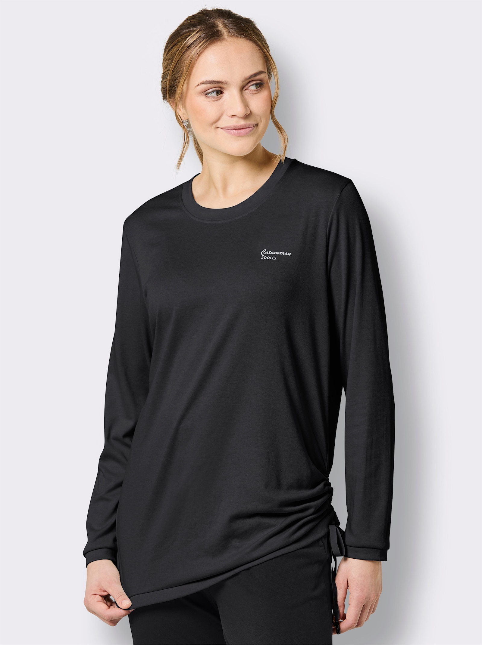 Catamaran Sports Freizeitshirt mit elastischen Bündchen - schwarz