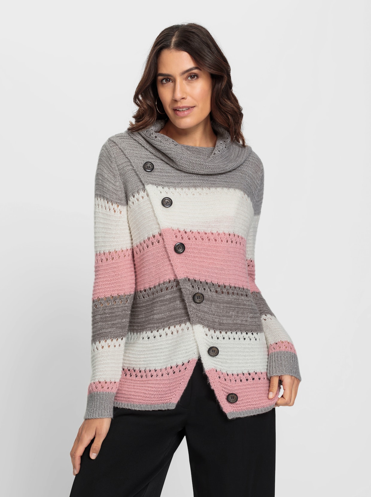 Pullover - hortensie-grau-gemustert