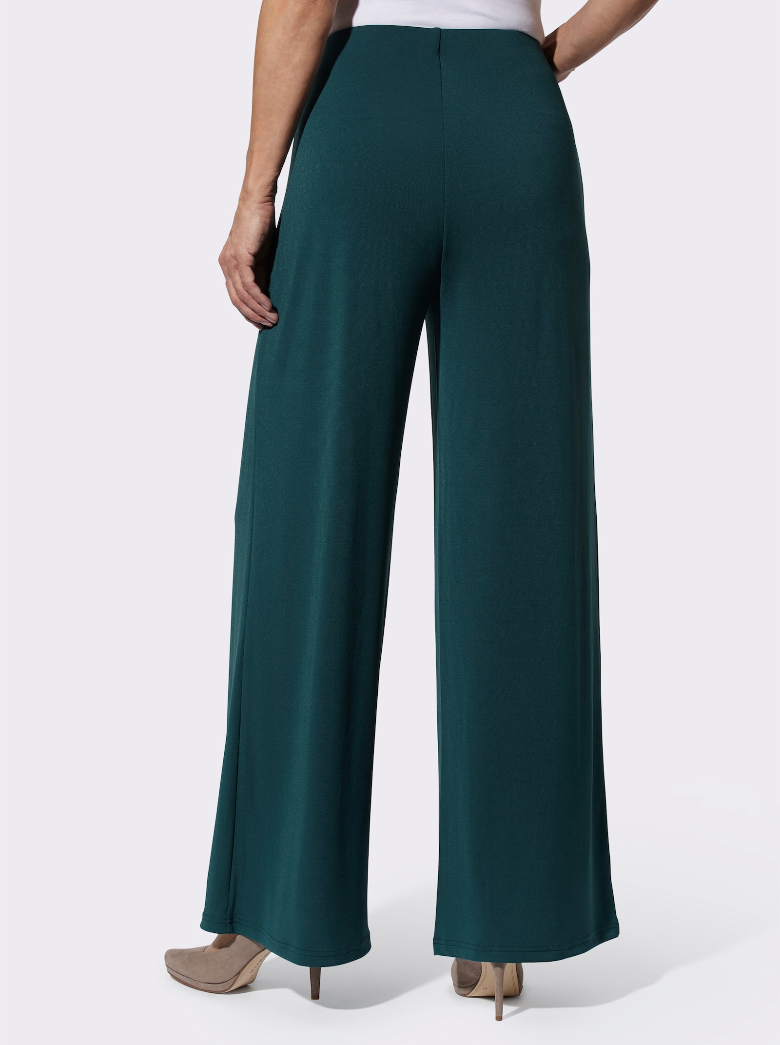 Palazzohose mit Elastik-Bund - petrol