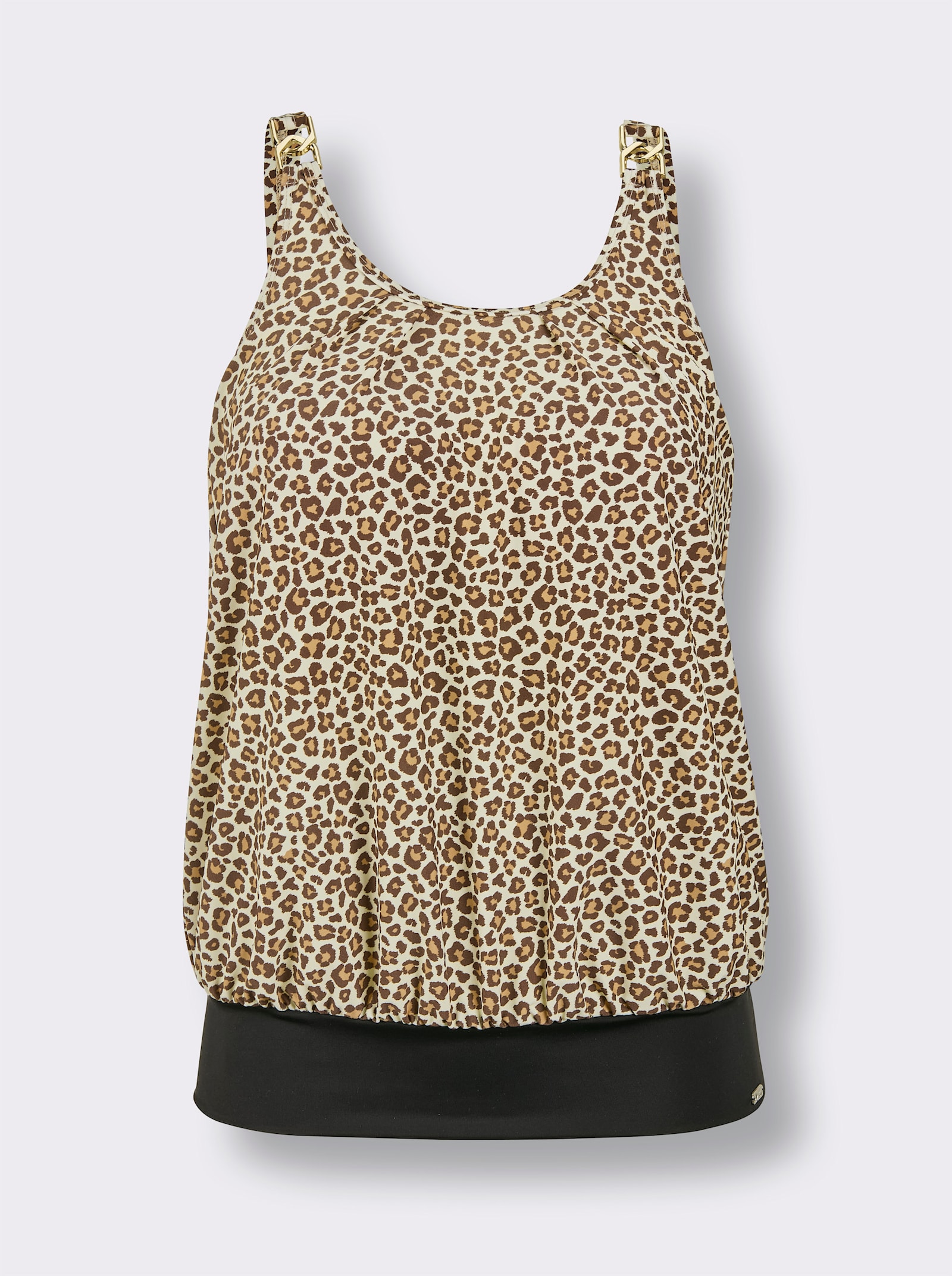 feel good Haut de tankini ample - noir-couleur ivoire imprimé