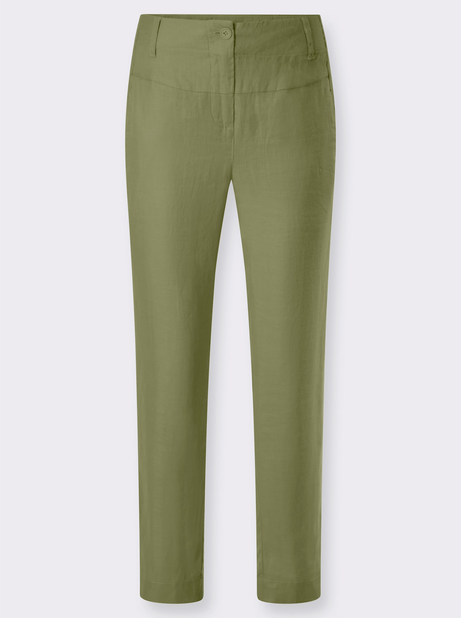 heine Pantalon en lin avec coutures longitudinales - vert olive