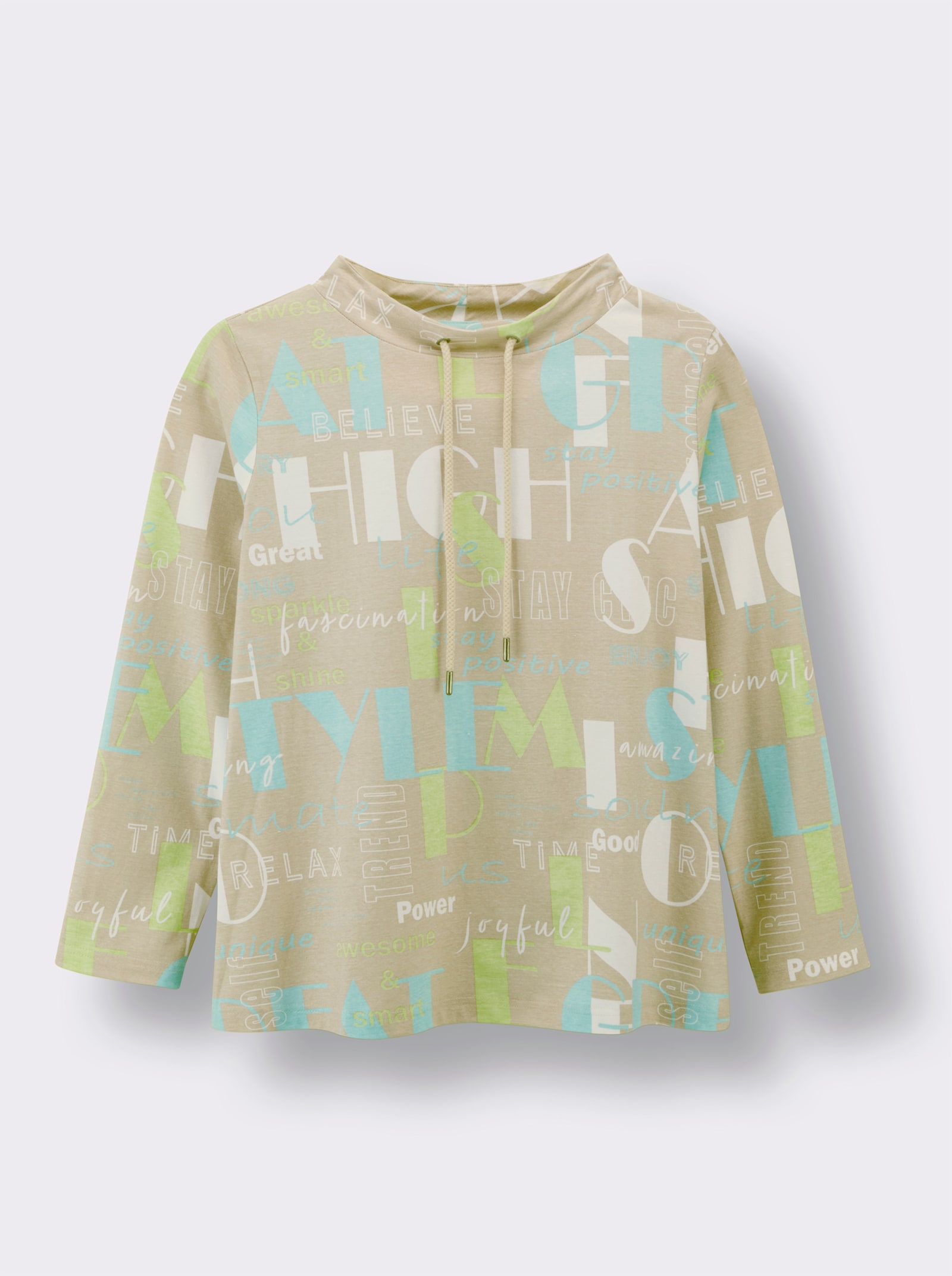 Langarmshirt - sand-mint-bedruckt
