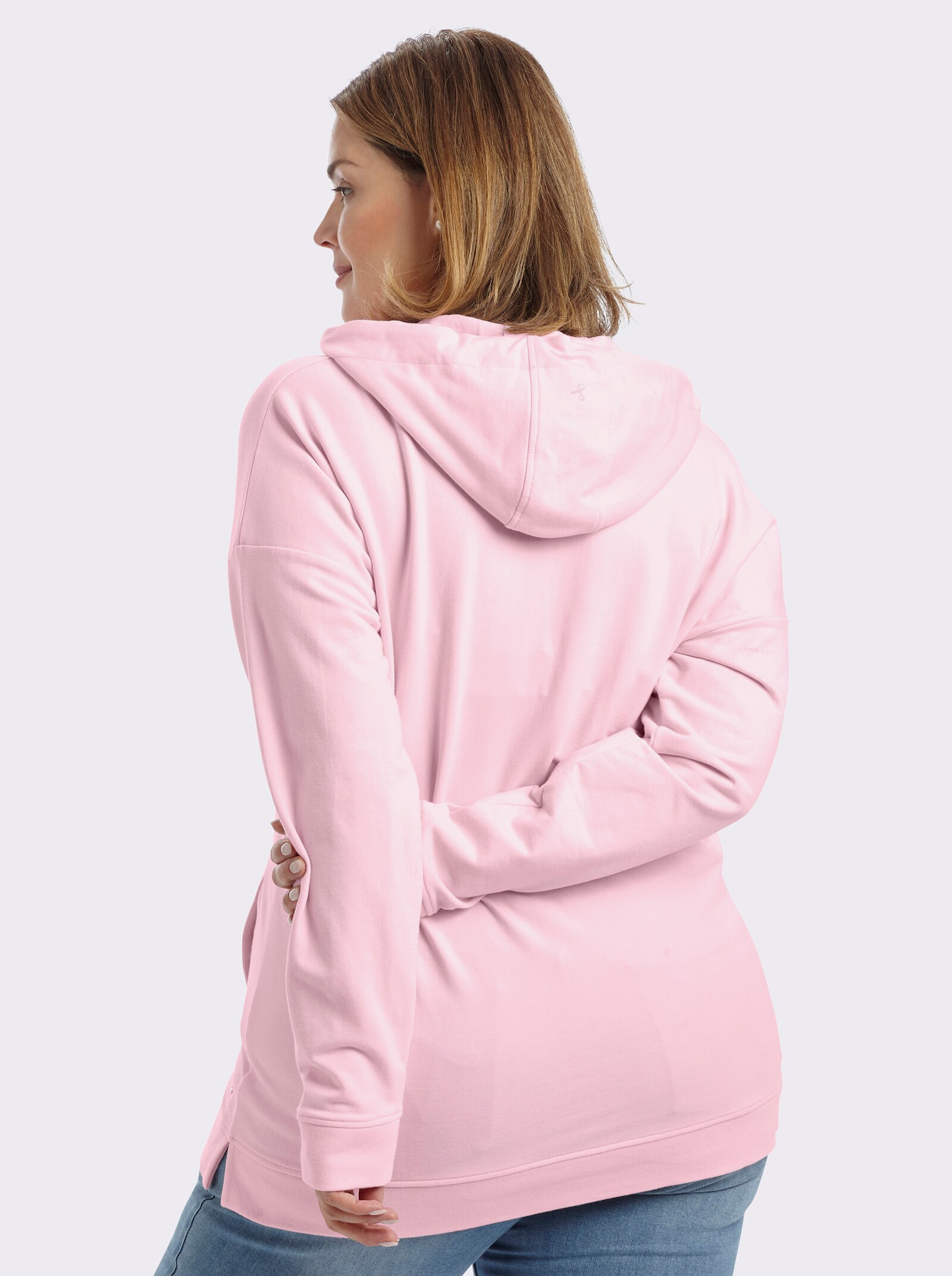 sheego Kapuzensweatshirt mit Nahttaschen - hellrosé