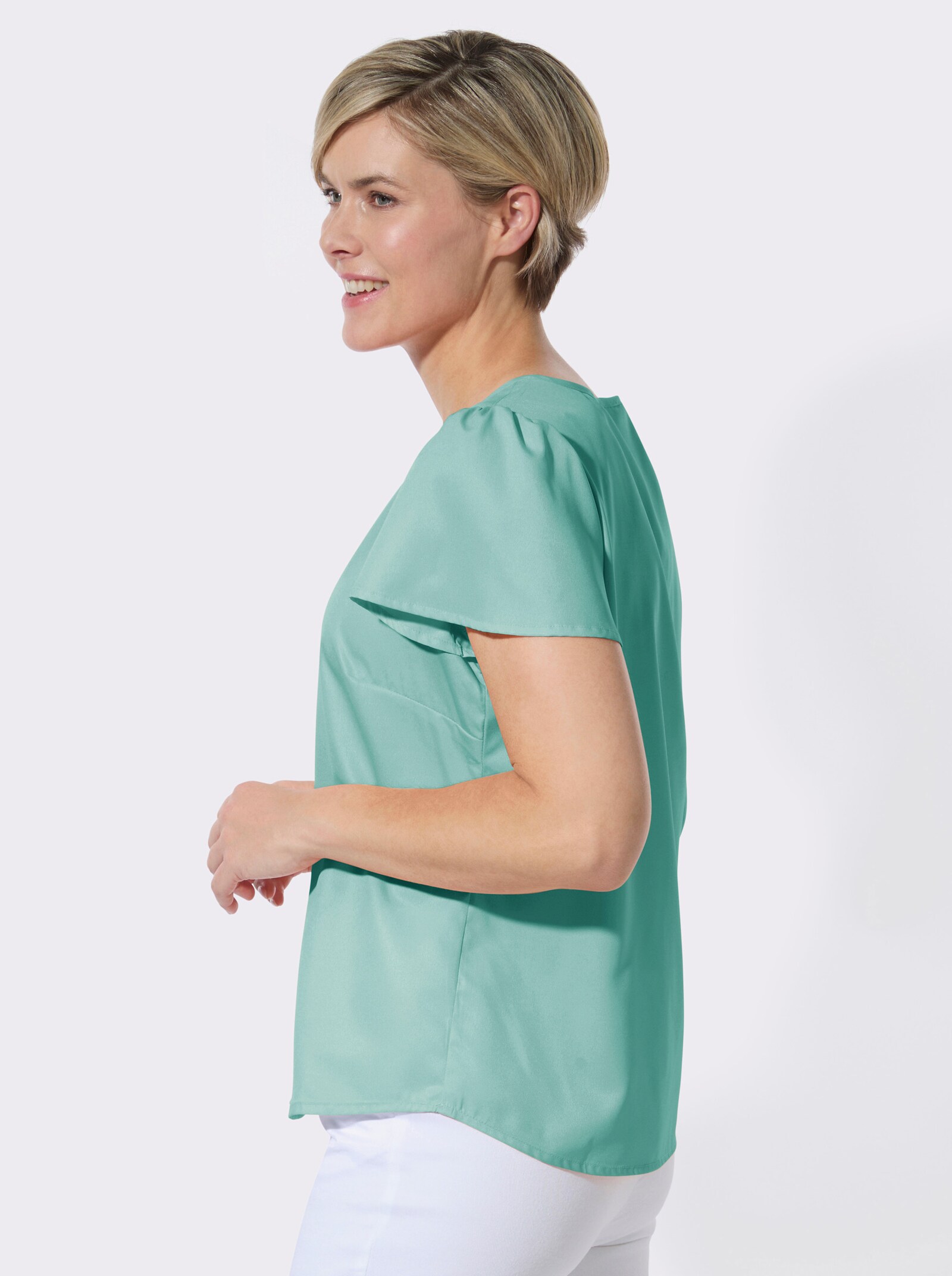 Schlupfbluse mit Flügelärmeln - mint