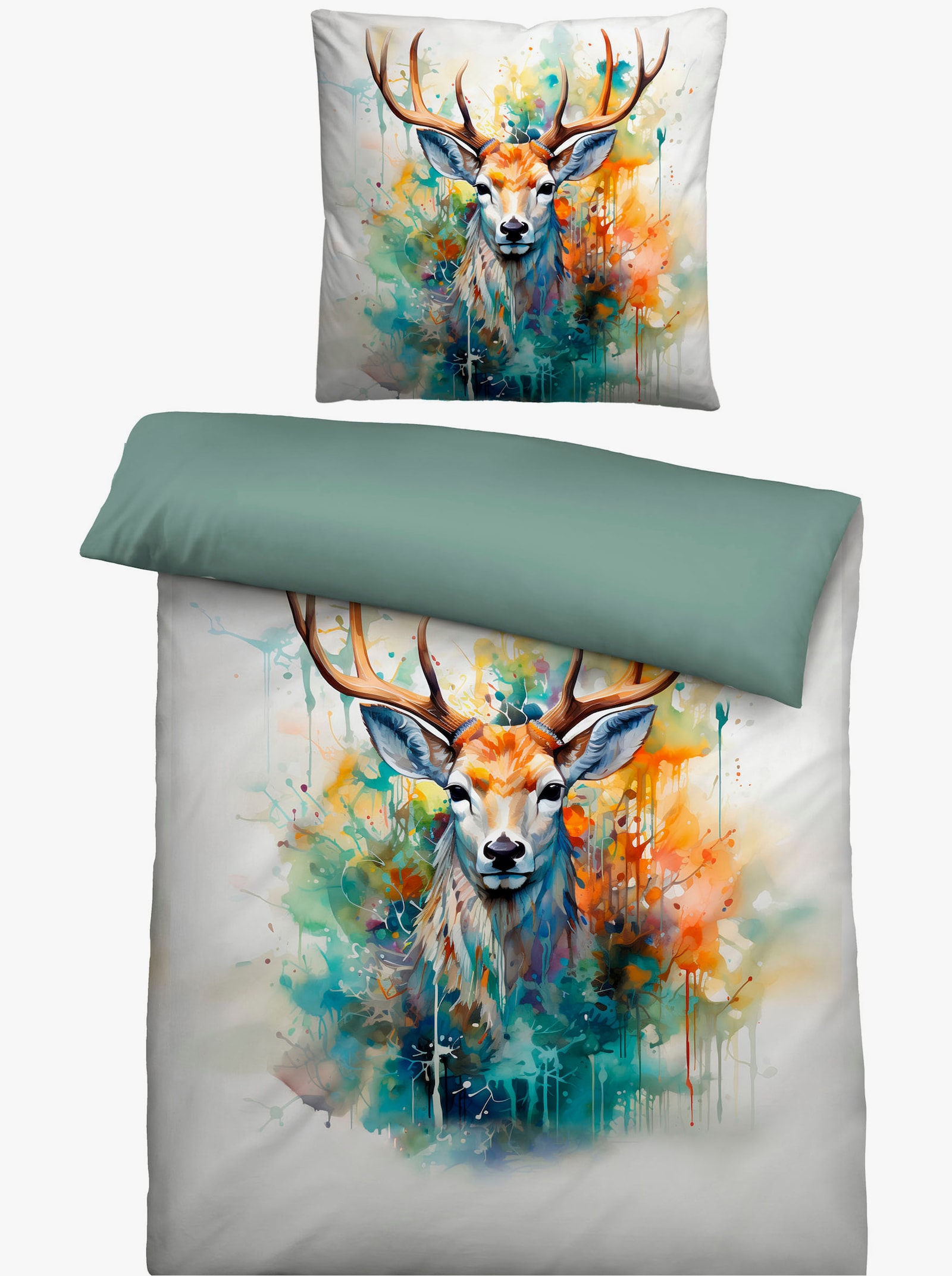 Biberna Wendebettwäsche - natur-bunt