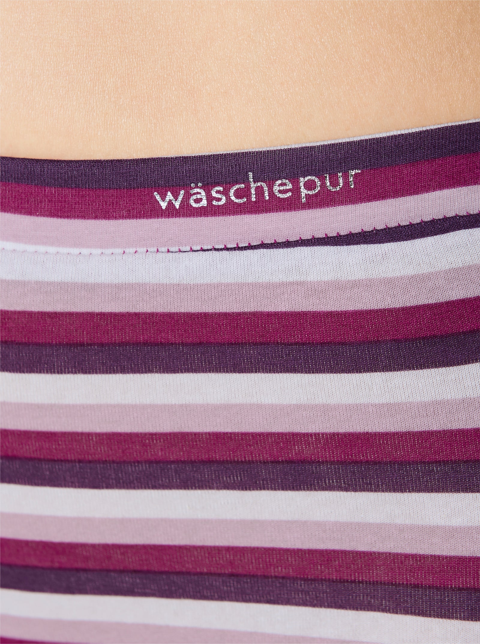 wäschepur Panty mit kleinem Logo-Schriftzug - 2x malve-gestreift + 2x malve