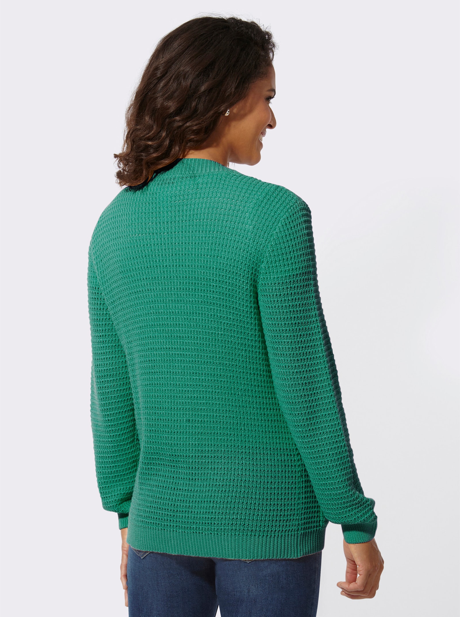 Strickjacke mit Reißverschluss - smaragd