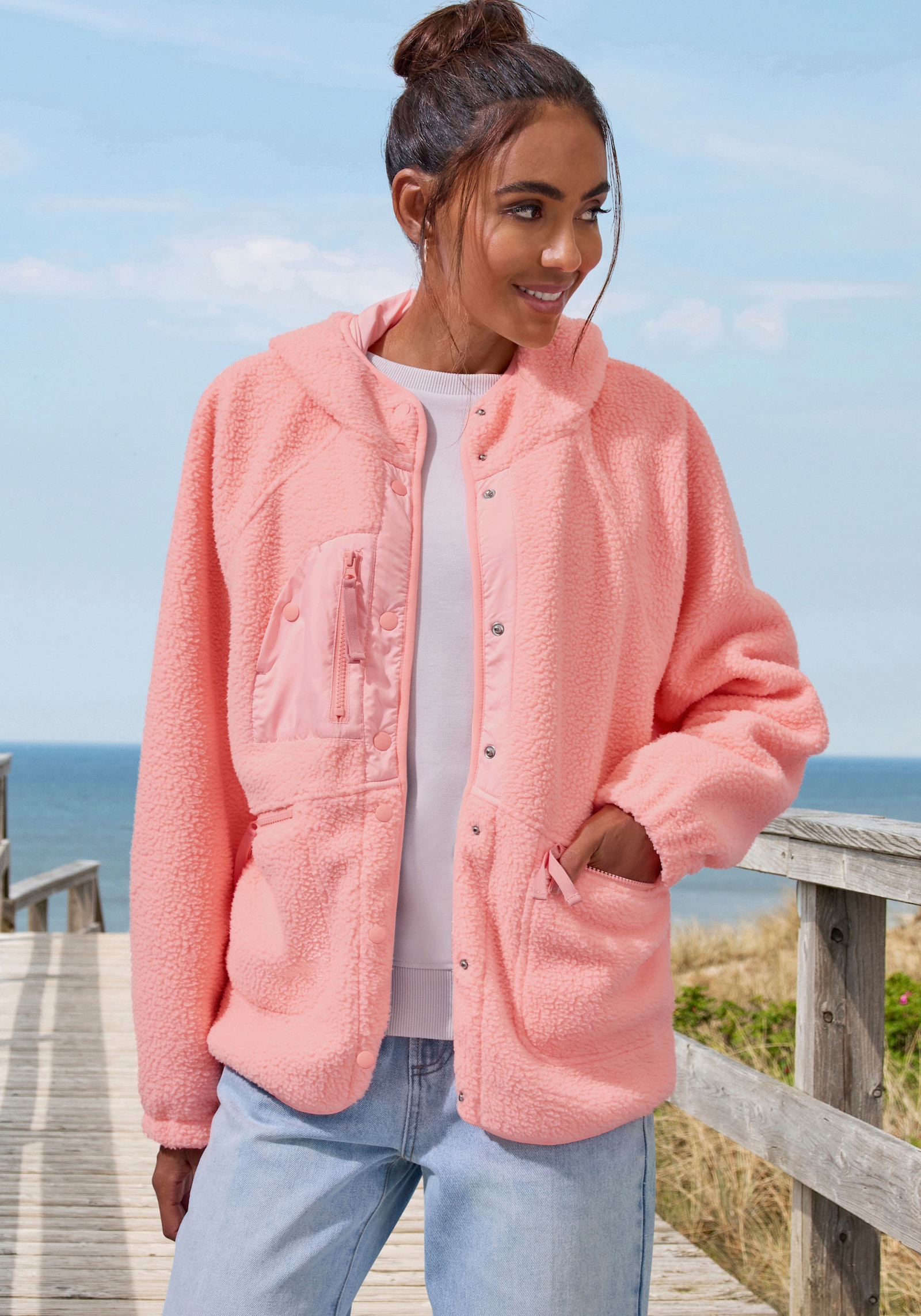 Vivance Active by Lascana Fleecejacke - neon koralle