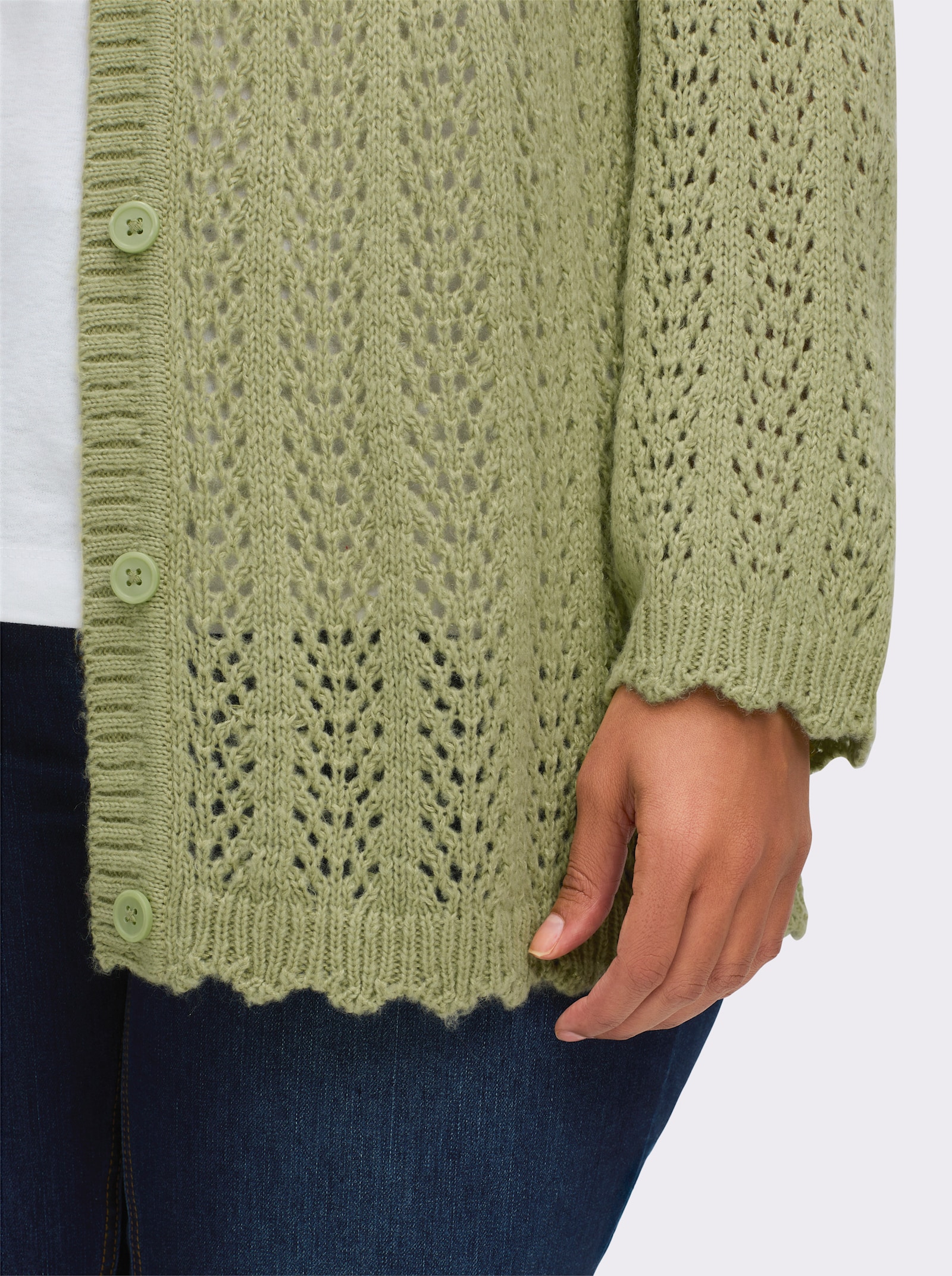 sheego Ajourvest in kort model - lindegroen