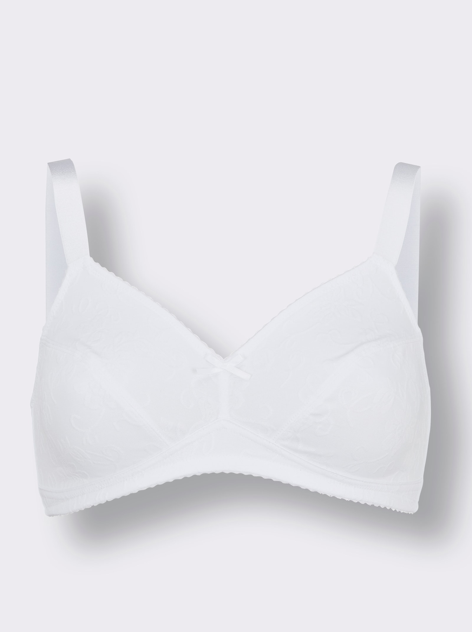 wäschepur BH ohne Bügel mit Jacquard-Muster - weiß