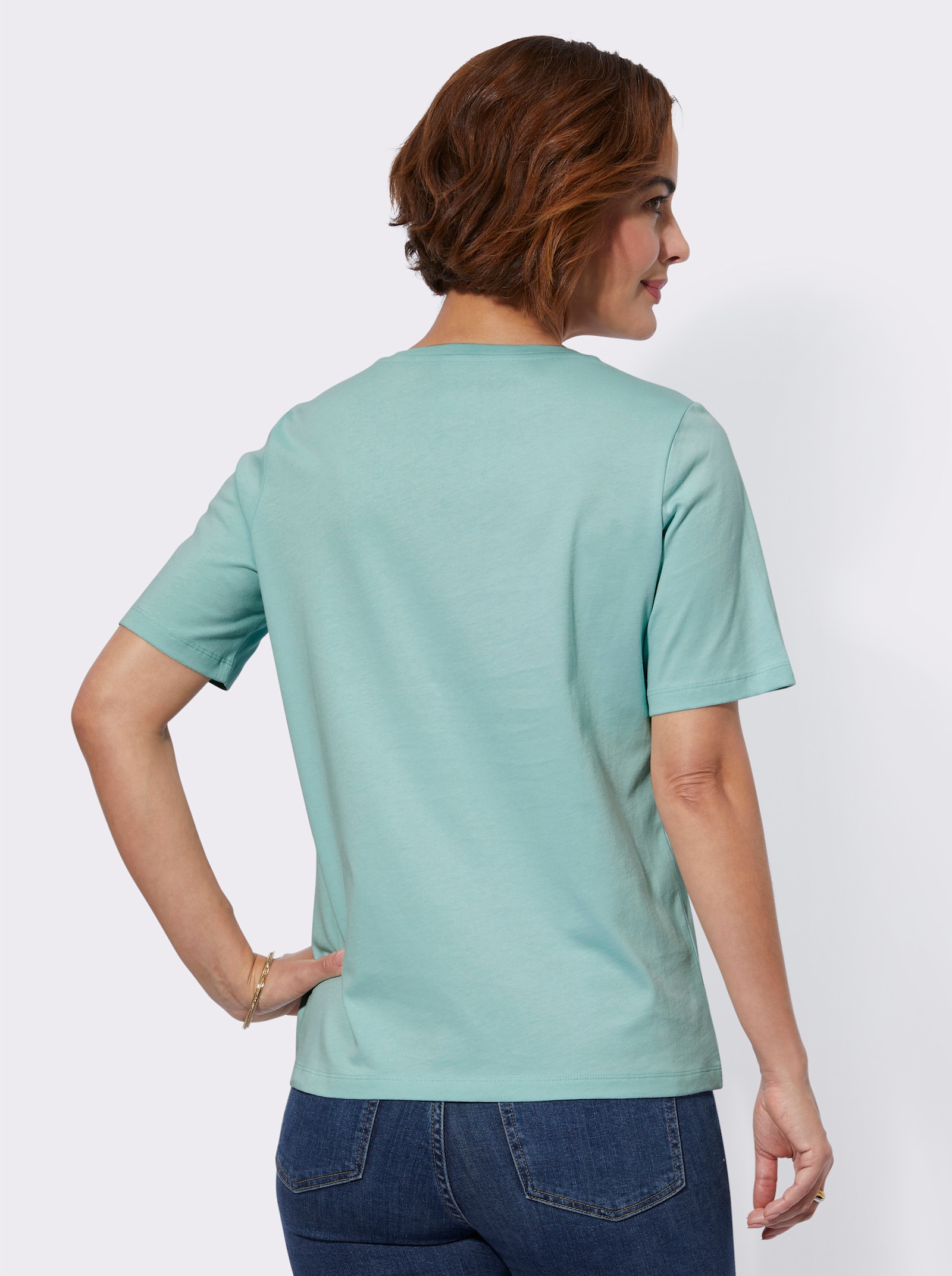 Kurzarmshirt aus reiner Baumwolle - mint