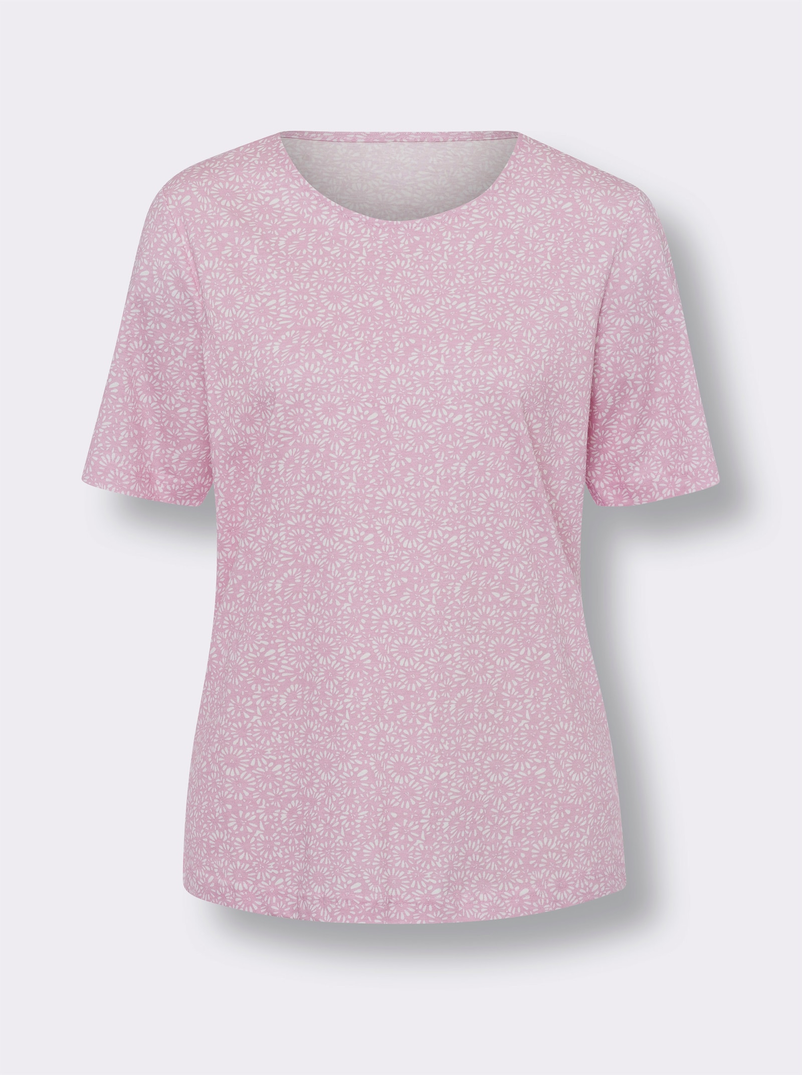 Tričko, krátke rukávy, min. kvet. vzor - svetlobéžovo-ružová potlač