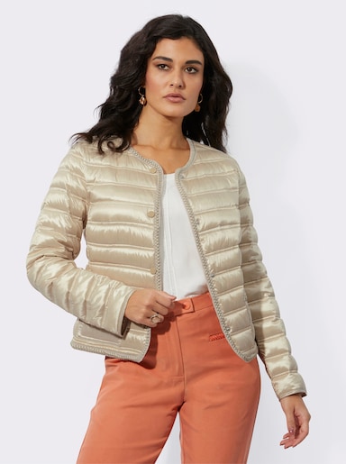 Daunenjacke mit geflochtenem Zierband - sand