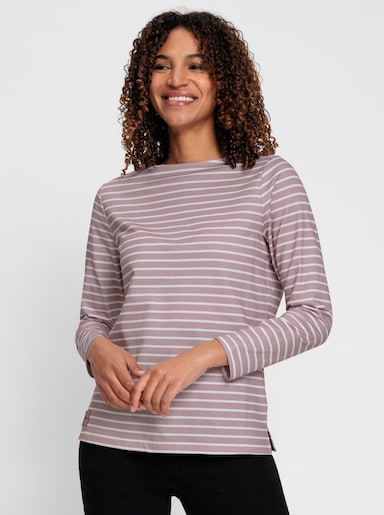 Sweatshirt im Ringel-Dessin - mauve-ecru-geringelt