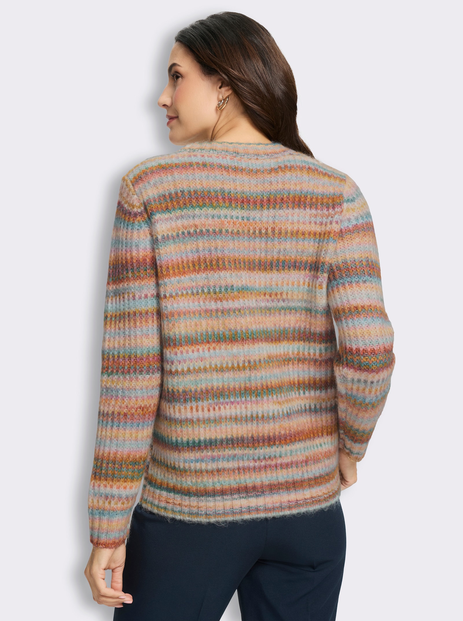 Pullover in flauschiger Ripp-Qualität - rotbraun-gemustert