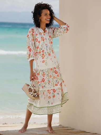 heine Druckkleid - champagner-schilf-bedruckt
