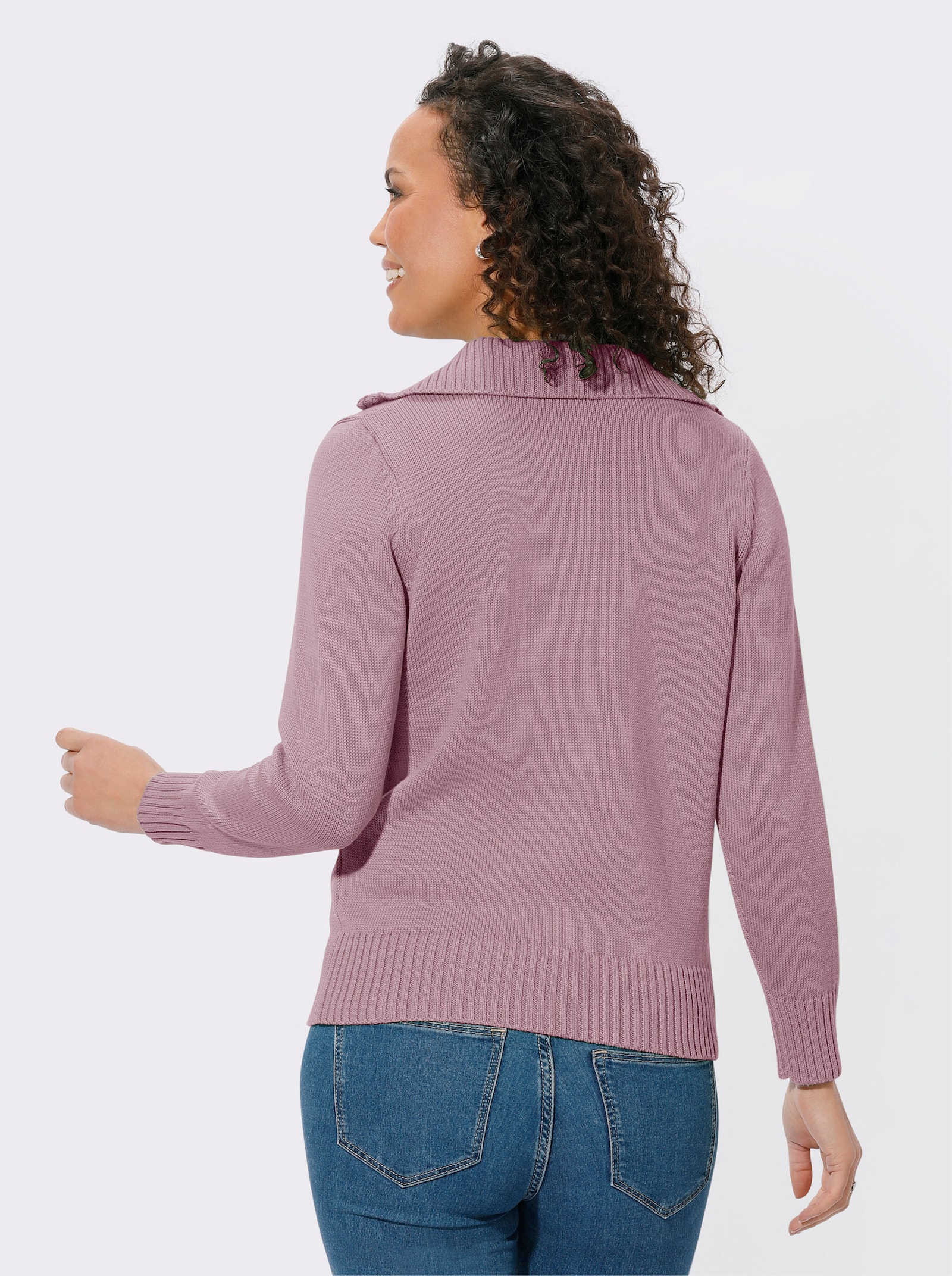 Troyer mit breiten Rippabschlüssen - altrosé