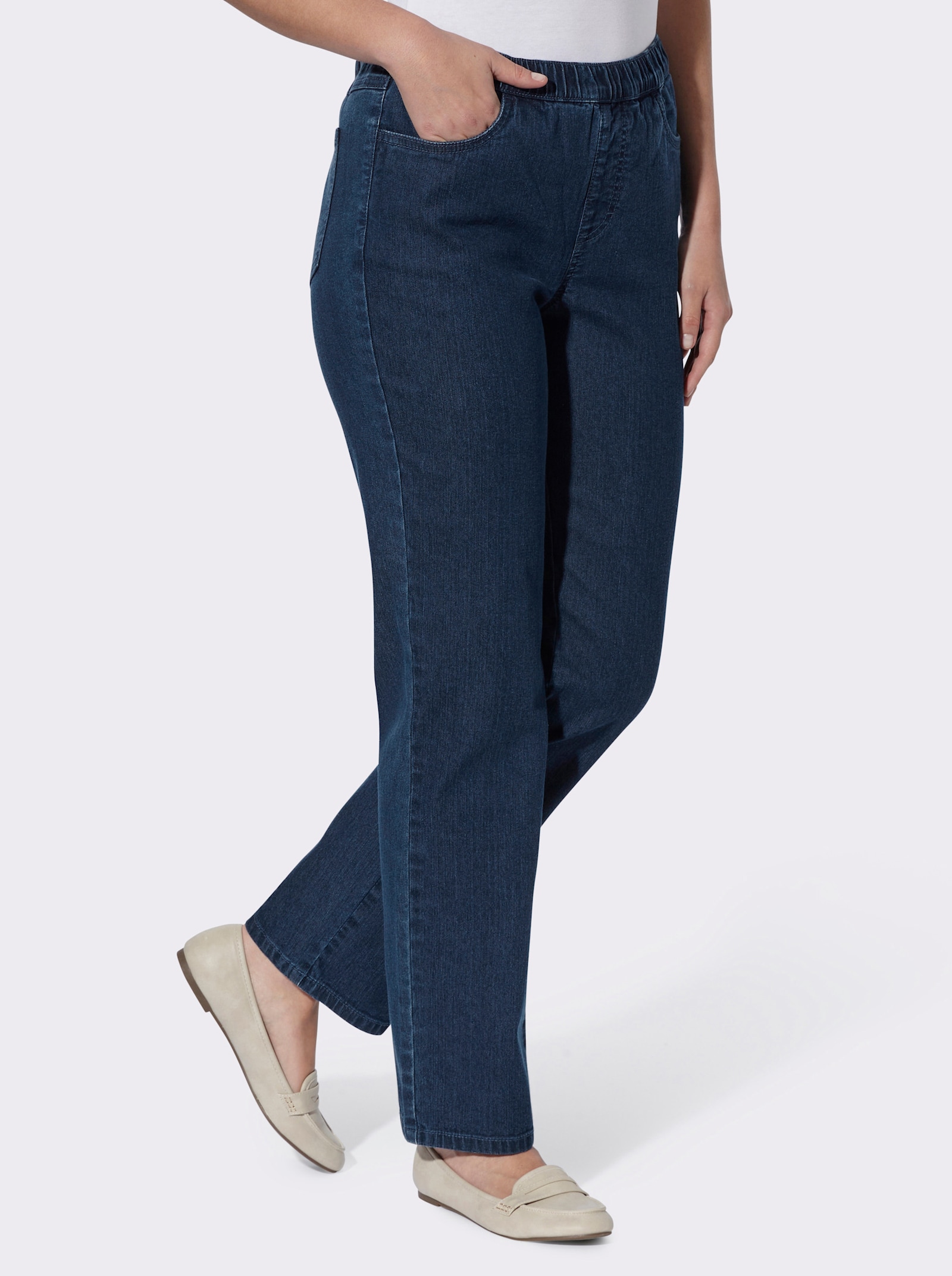 Jeans met geborduurde achterzakken - blue-stonewashed