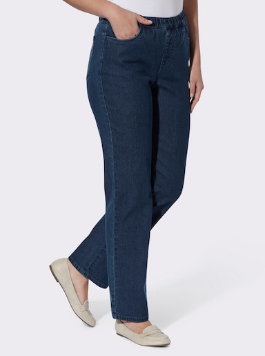 Jeans met geborduurde achterzakken - blue-stonewashed