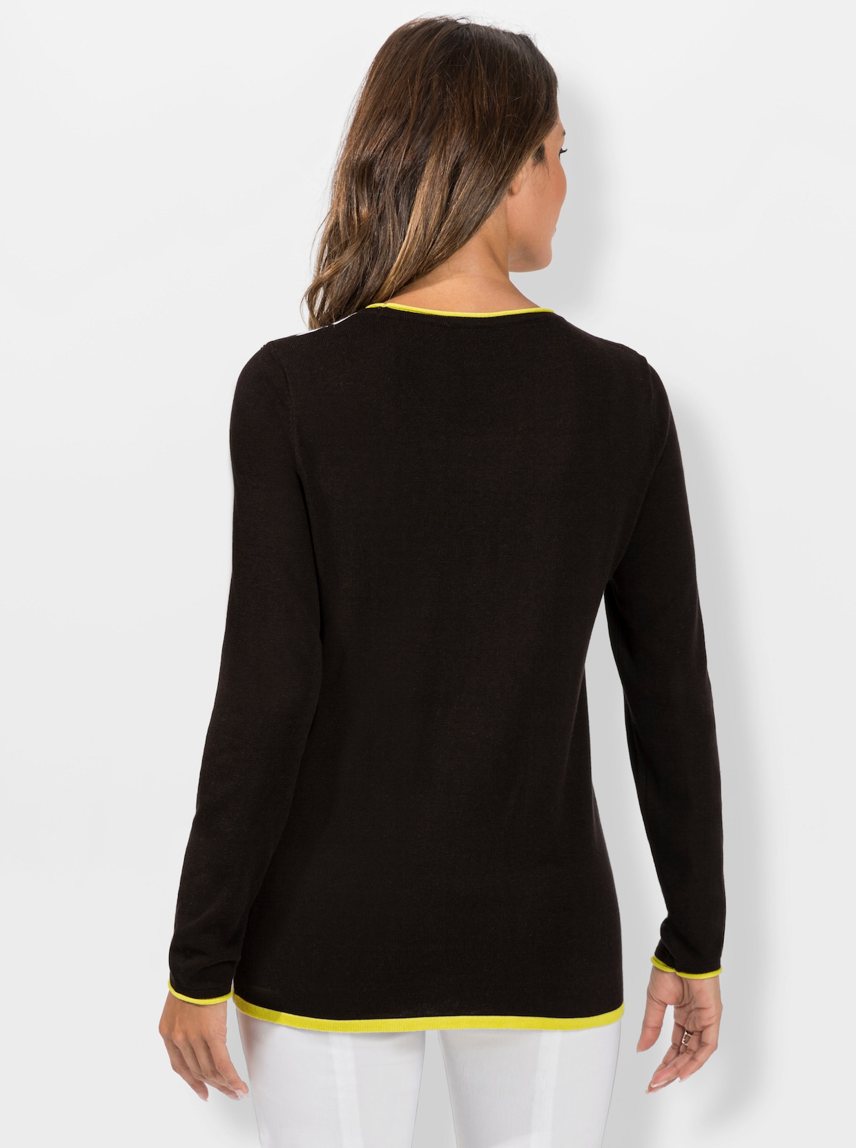 Pullover - zwart/ecru gedessineerd