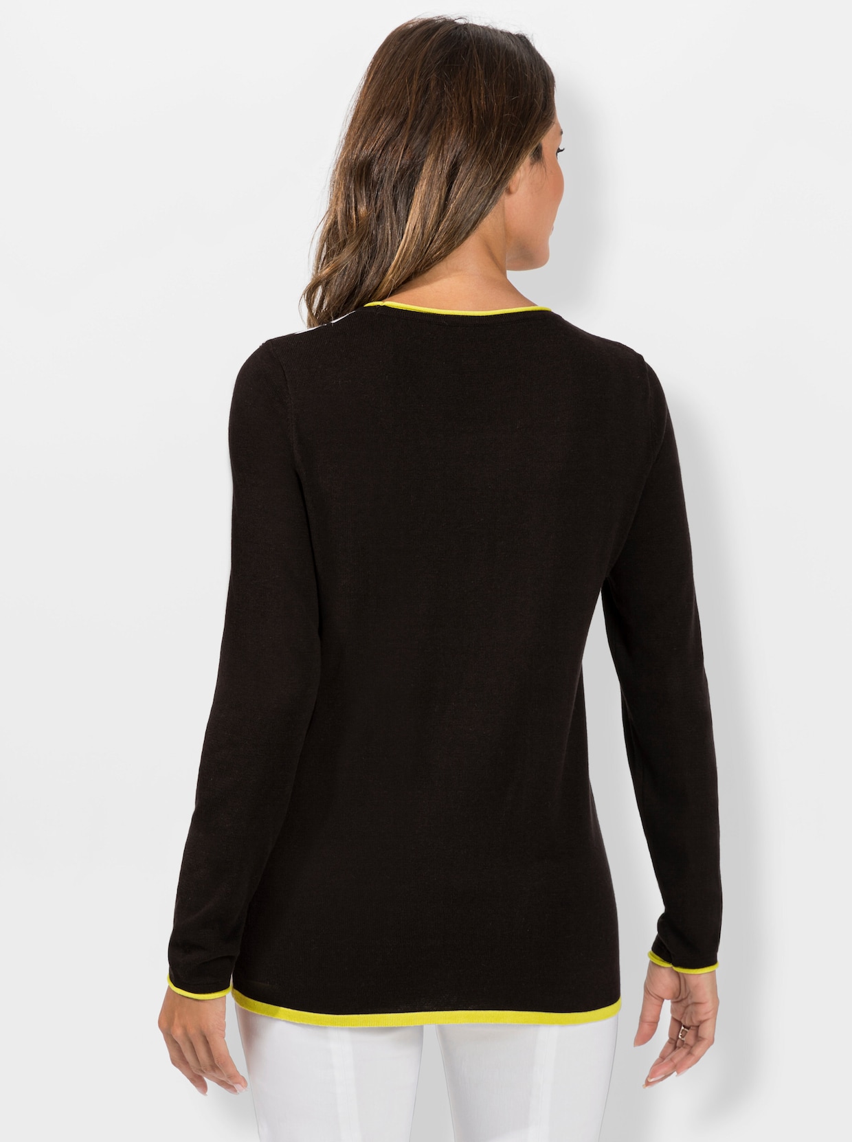 Pullover met lange mouwen - zwart/ecru gedessineerd