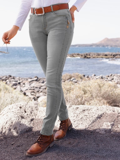 Jeans in modischer Waschung - light grey-denim