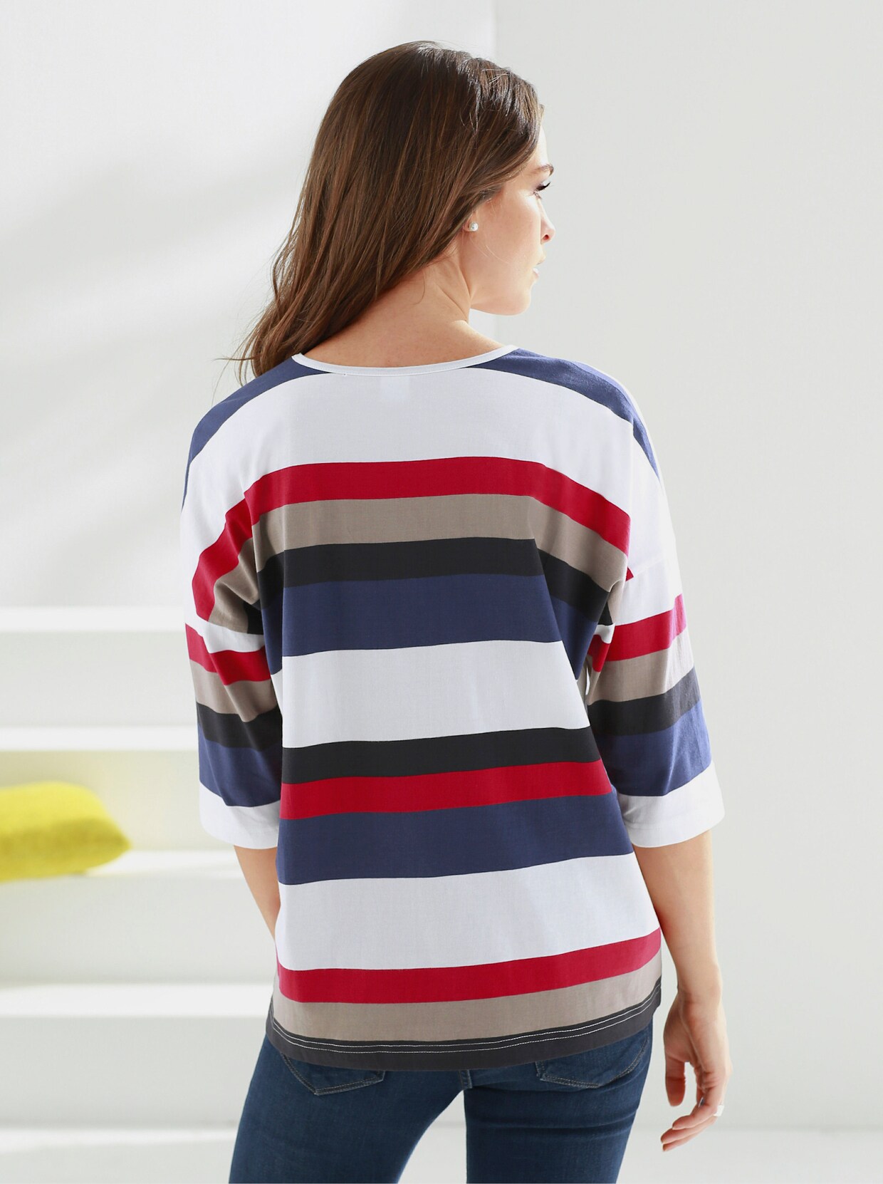 Shirt met 3/4-mouw - rood gestreept