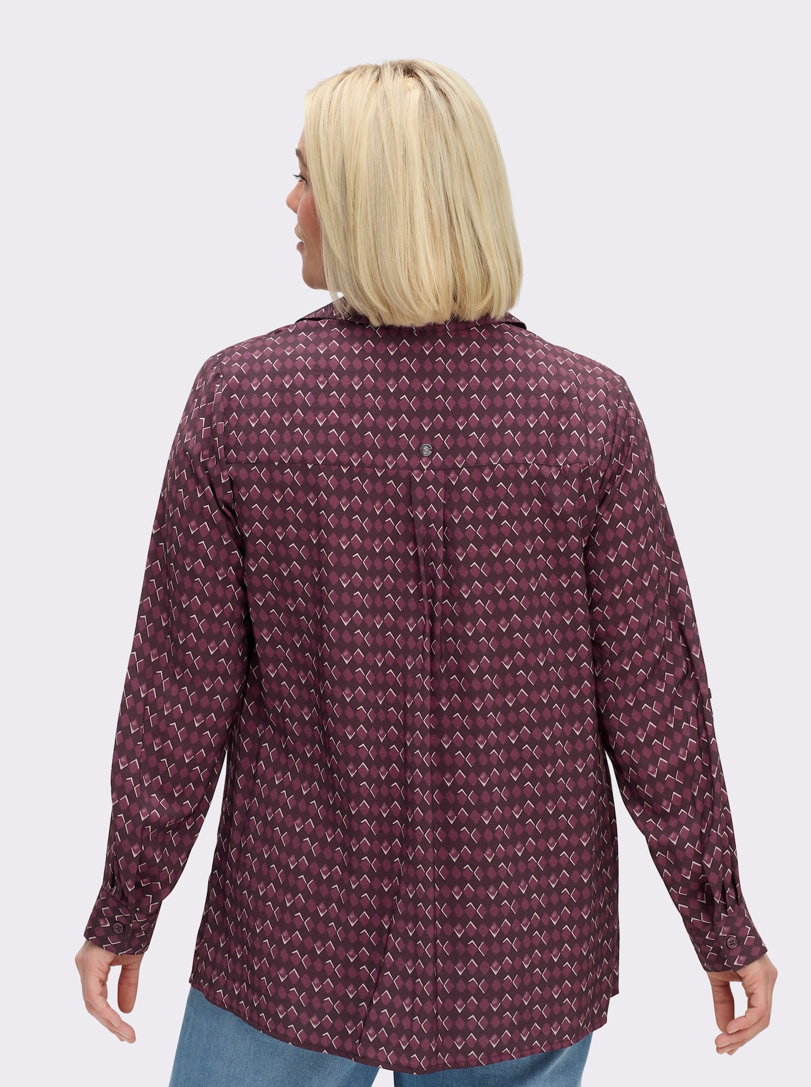 sheego Tunika mit Alloverdruck und Krempelfunktion - burgund-bordeaux-bedruckt