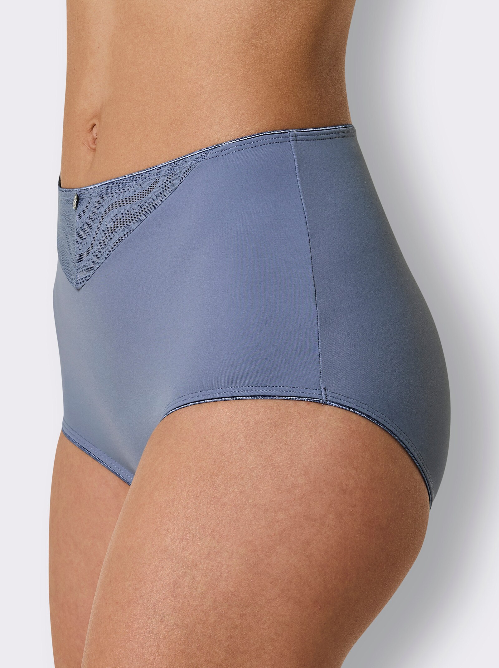 wäschepur Taillenslip mit Spitzeneinsatz - 2x taubenblau